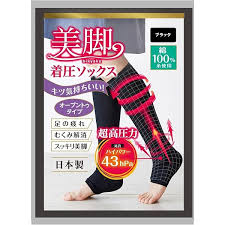 着圧オープントゥソックス 3足組【黒】